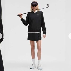 (S) Lululemon Lightweight Water-Repellent Golf Shell Black White Small V-neck